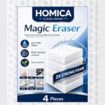 Pack of 4 Homica Magic Eraser Cleaning Sponge | Chemical-Free Multi-Purpose Cleaning Sponge | Just Add Water | Removes Marks, Stains | for Kitchen, Bathroom, Walls, Shoes & Appliances