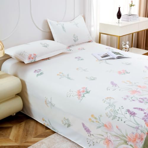 MollisHomes Dew Cotton Bedsheet for Double Bed 160 TC 250 x 225 CM, Ivory