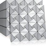 JRM Peelable Backsplash Metal Mosaic Tiles Kitchen, Home, Wall Decor with Aluminum Panels (5, Silver)