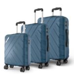 Safari Voro Set of 3 Trolley Bag Hard Case Polypropylene, 8 Spinner Wheels, 360 Degree Wheeling Carry on Luggage, Travel Bag, Suitcase for Travel, Trolley Bags for Travel, Ink Blue