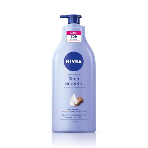 NIVEA Shea Smooth Body Lotion | Hyaluronic Acid & Shea Butter & Deep Nourish Serum Moisturizer | Lightweight Non-Greasy Body Cream | Body Moisturiser for 72H Hydration for Dry Skin | – 600ml