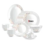 Treo by Milton Opalware Aurelia Silvia Dinner Set of 27 | Serving for 6 | Microwave & Dishwasher Safe | Bone-Ash Free | Tempered Toughness | Plates & Bowls | Crockery Set for Dining & Gifting | White