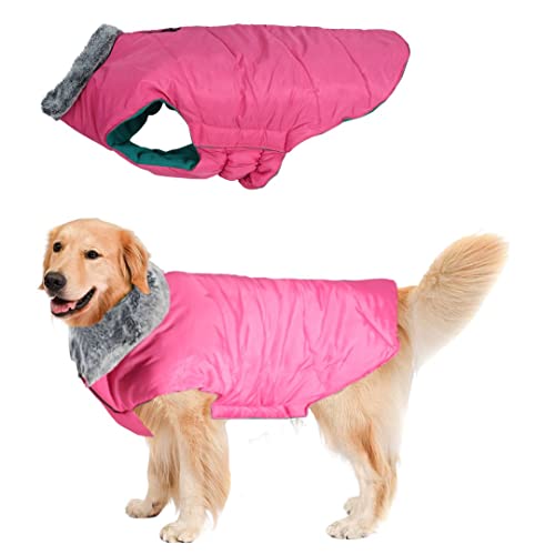 Western Era Windproof Dog Winter Fur Coat, Waterproof Dog Jacket, Warm Dog Vest, Cold Weather Pet Apparel with 2 Layers Fleece Lined for Small Medium Large Dogs (Pink) (Medium – 20 inch)
