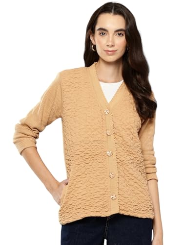 Aarika Womens Fawn Colour Woolen Sweater-(S-L)-(CG-W-MD-06-FAWN-L)