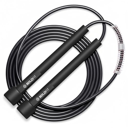 Boldfit Skipping Rope for Men and Women Jumping Rope With Adjustable Height Speed Skipping Rope for Kids, Women, Girls Jumping Men for Exercise – Black