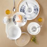 Larah by Borosil 41pc Opalware Dinner Set with Steel Spoon for Family of 6