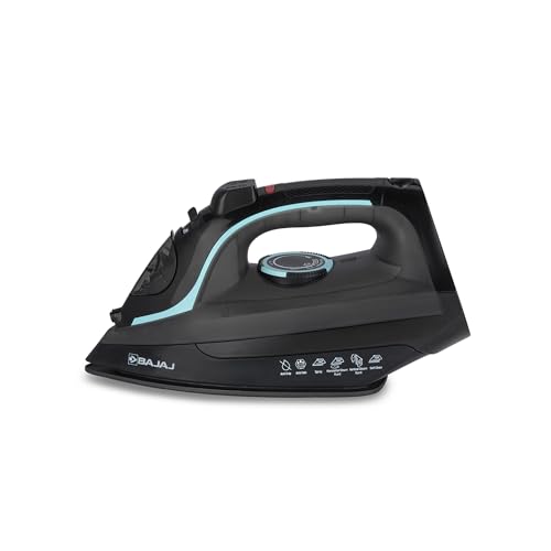 Bajaj MX 45 Steam Aluminium Soleplate Iron | 2000 Watts Power For Faster Ironing | Non Stick German Coated Technology | 220 Ml Water Tank Capacity | 2-Yr Warranty 【Black & Grey】