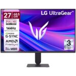 LG 27G411A 68.5 cm(27 Inch) Ultragear FHD(1920 x 1080) IPS Gaming Monitor, 1ms MBR, 144Hz (O/C), HDR10, NVIDIA G-Sync Compatible, AMD FreeSync, HDR10, HDMI, DP, HP Out, Anti-Glare, Slim Stand, Black