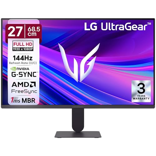LG 27G411A 68.5 cm(27 Inch) Ultragear FHD(1920 x 1080) IPS Gaming Monitor, 1ms MBR, 144Hz (O/C), HDR10, NVIDIA G-Sync Compatible, AMD FreeSync, HDR10, HDMI, DP, HP Out, Anti-Glare, Slim Stand, Black