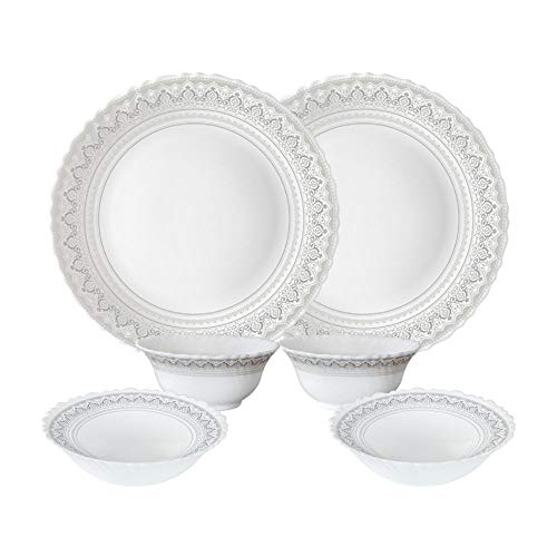 Larah by Borosil Classic Opalware Dinner Set, 6 -Piece, White