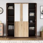 Nilkamal Willy 4 Door Wooden Wardrobe With Mirror for Bedroom | Almirah with 1 Hanging Rod, 12 Shelves & 1 Locakble Drawer | Clothes Cupboard | Engineered Wood | New Wenge