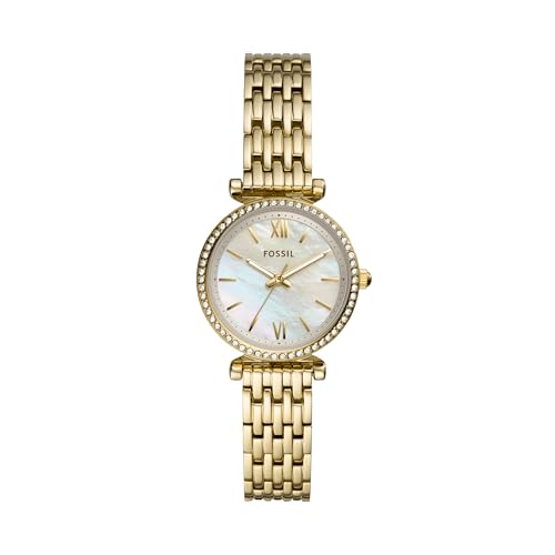 Fossil Women Stainless Steel Analog White Dial Watch-Es4735, Band Color-Gold