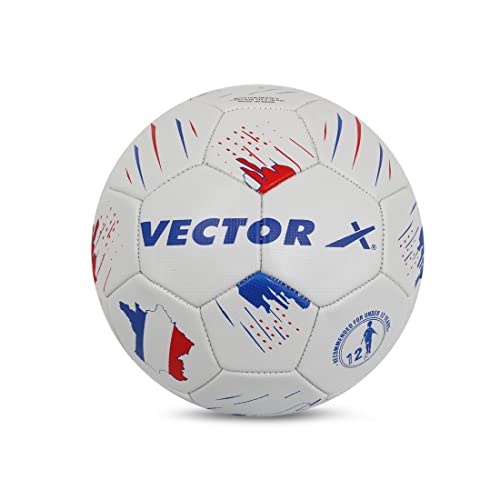 Vector X 32 Panels Country Colour France PVC Machine Stitched Indoor/Outdoor Football with Latex Bladder, White-Red-Blue, Size 5, Suitable for Match and Training for Adults 15+ Years