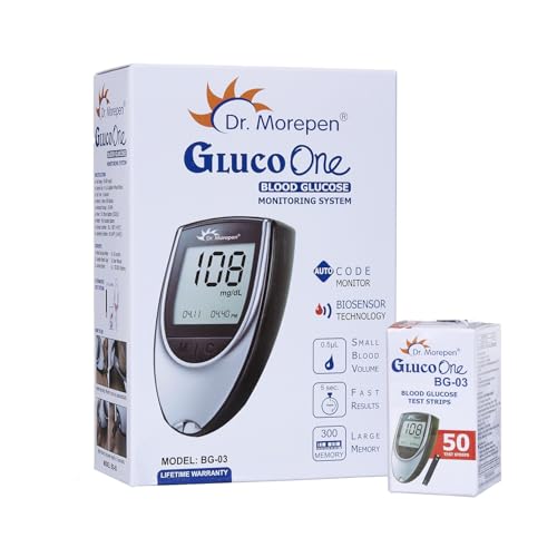 Dr. Morepen BG-03 Gluco One Glucometer Combo, 50 Strips (Multicolor)