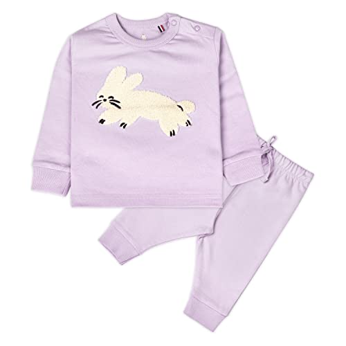 Real Basics Unisex Baby Cotton Printed Animated / Cartoon Top and Pant Set (RB-BS-Winter-1824-Prpl Cat(029)_Purple Cat_18 Months-24 Months)