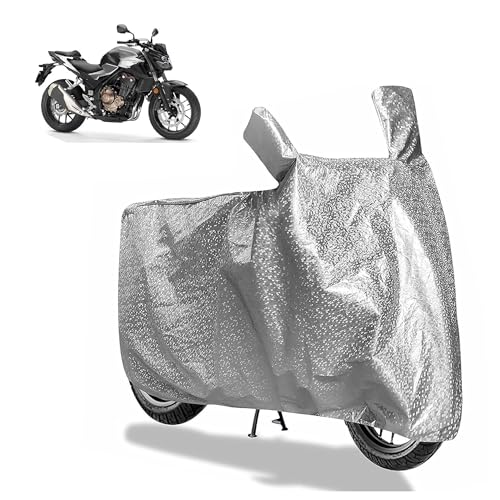 Sulfar Bike Cover for Honda CB500F / CB500X (Middleweight) | Waterproof, Dustproof & UV Protected | All Weather Two Wheeler Cover (Silver) New 2026 Variants