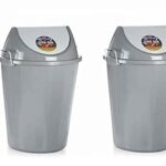 ARISTO Swing Lid Dustbin with Metal Side Handle 60 LTR Grey//Grey (COMBO)