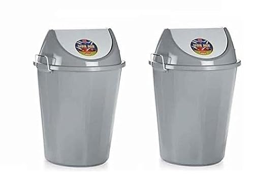 ARISTO Swing Lid Dustbin with Metal Side Handle 60 LTR Grey//Grey (COMBO)