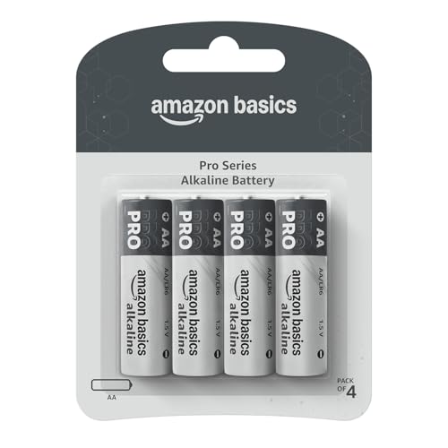 Amazon Basics Pro Series AA Alkaline Battery | Pack of 4 | for High Drain Devices | Toys, Digital Camera, Electric Toothbrush