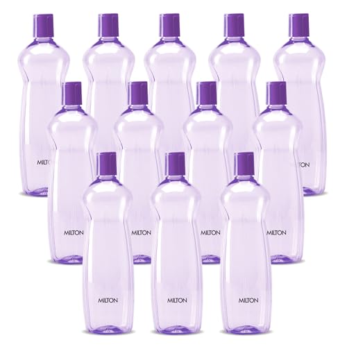 MILTON Pacific 1000 Pet Water Bottles, 1 Litre Each, Set of 12, Purple | BPA Free | Leak Proof | Office| Gym | Home | Kitchen | Travel | Hiking | Treking | Reusable