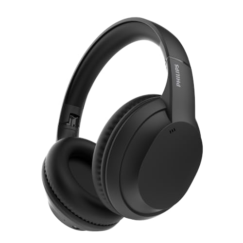 PHILIPS TAH4050 Wireless Bluetooth Headphones with Mic, 40mm Dynamic Drivers, Bluetooth 6.0, Up to 30H Playtime, Dual Device Pairing, USB-C Fast Charging, AUX Support, Over-Ear Headset, Black ion.