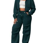 Q – RIOUS Women’s Baggy Mid Waisted Lounge Sweat Pants with Drawstring Athletic Flared Joggers with Pockets (Teal_34)