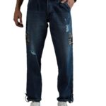 HIGH STAR Men Tapered Fit Mildly Distressed Light Fade Cotton Jeans Blue