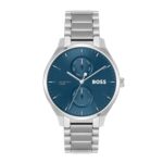BOSS Tyler Qtz Multifunction Blue Sunray Round Dial Men’s Watch|Stainless Steel Material|Silver Color Band – 1514106