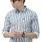 The Indian Garage Co White Slim Fit Striped Shirts