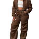 Q – RIOUS Women’s Baggy Mid Waisted Lounge Sweat Pants with Drawstring Athletic Flared Joggers with Pockets (Brown_34)