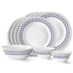 Larah by Borosil Ocean Fluted Series Opalware Dinner Set | 13 Pieces for Family of 4 | Microwave & Dishwasher Safe | Bone-Ash Free | Crockery Set for Dining & Gifting | Plates & Bowls | White