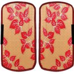 Heart Home Leaf Design PVC 2 Pieces Fridge/Refrigerator Handle Cover (Gold & Red) CTHH5392, Standard