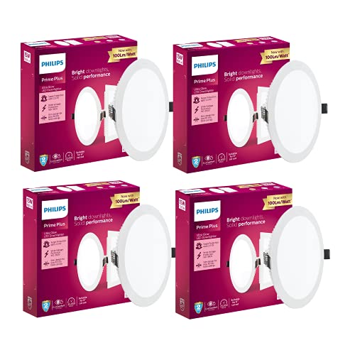 PHILIPS 15W Round AP Plus UltraGlow LED DL Recessed LED Panel Ceiling Light (Pack of 4,Warm White)-Plastic