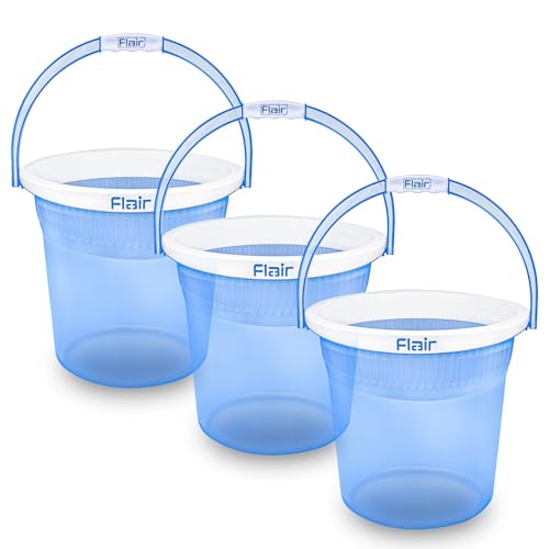 FLAIR Estella Crystal 14 LTR T.Blue Set of 3 I Plastic Bathroom Bucket | Strong and Durable Water Storage Bucket | Sturdy and Easy Grip Handle | Ideal for Bathing and Everyday Use