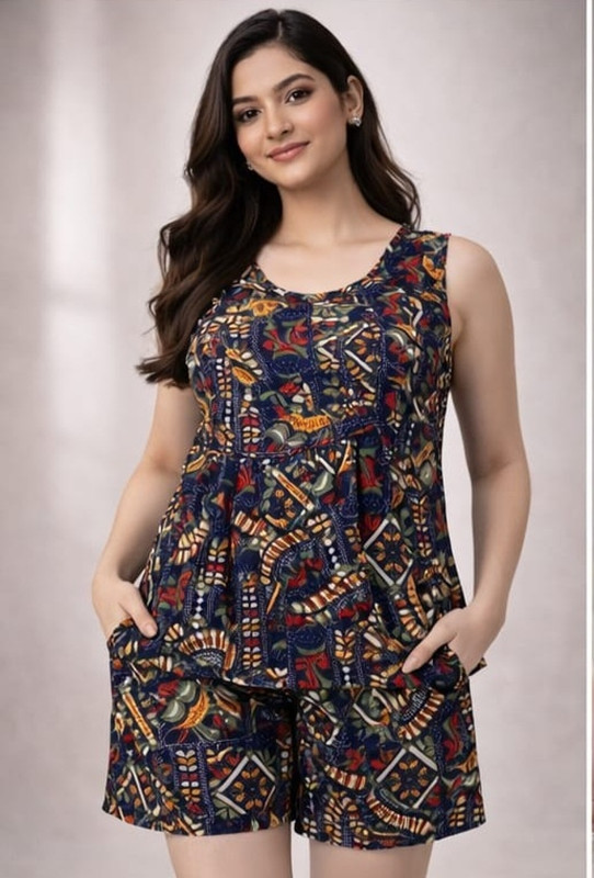 VOLTIC Women Nighty Set(Blue, Red)