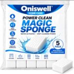 ONISWELL Magic Eraser Cleaning Sponge Pack of 5 | No-Scratch Multi-Surface Sponge | Removes Tough Stains, Dirt & Marks | Just Add Water | for Walls, Kitchen, Bathroom, Shoes & Switch Boards