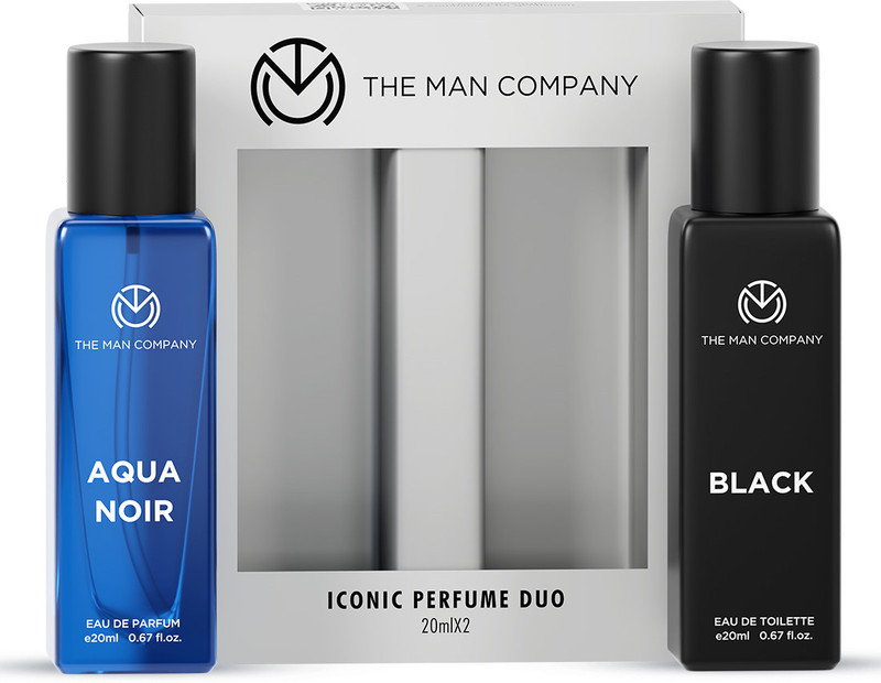 THE MAN COMPANY Iconic Duo Perfume Gift set| Black EDT+ Aqua EDP- (2x20ml)|Long Lasting Perfume Eau de Toilette  –  40 ml(For Men)