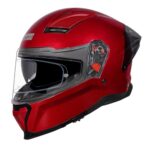 STUDDS Helios ISI and DOT Certified Full Face Helmet with Antifog 100 Lens, Sporty Spoiler (Cherry RED – M)