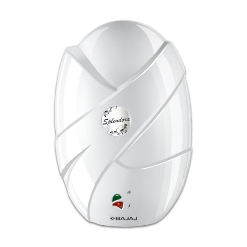 Bajaj Splendora 3L 3KW Vertical Instant Water Heater for Home | Geyser for Bathroom & Kitchen | High Grade SS Tank | Copper Heating Element | 5 Years Tank Warranty by Bajaj【White】