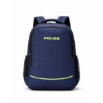 Police 25 Litres Unisex Regular Backpack | Durable Lightweight Backpack for Office, College & Travel | Spacious Compartments | Navy Blue with Neon Accent