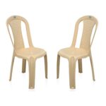 Nilkamal Plastic Chair for Living room |Set of 2 | 3 Year Warranty | For Home, Living Room, Outdoor | Marble Beige Colour | CHR4002