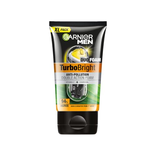 Garnier Men, Face Wash, Brightening & Anti-Pollution, TurboBright Double Action, 155 g