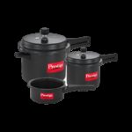 Prestige HA Popular + 5 L, 3 L, 2 L Outer Lid Induction Bottom Pressure Cooker & Pressure Pan(Hard Anodized)