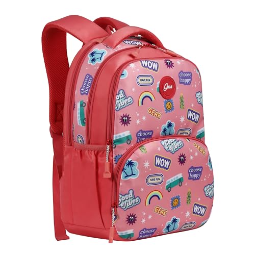 Gear Wow 17″/25L Medium Water Resistant School Bag/Casual Backpack/Daypack/4 Compartment Travel Backpack/Kids Bag for Girls – Pink