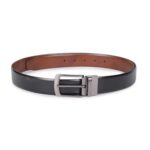 Louis Philippe Men 100% Italian Leather Shiny Nickel Buckle Formal Reversible Belt