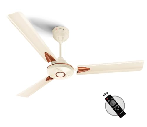 LONGWAY Aero 1200 mm BLDC Ceiling Fan with Remote Control | BEE 5 Star Rated Energy Efficient | Ultra High Speed 3 Blade Anti-Dust Decorative Ceiling Fan | 3 Years Warranty (Ivory, Pack of 1)