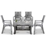 MAHARAJA Luxury Plastic Armchair & Table Set | Heavy-Duty & Sleek Design for Every Space (Silver, 4 Chair+1 Table)