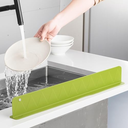 NaturalCozy 2PCS X 48CM Silicone Sink Splash Guard in Kitchen Sink Water Splash Guard with Strongfor Organizing! Montessori Remotes Organizing Waterproof Flexible Anti Splash for Kitchen (Pack 2)