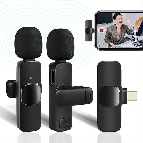 TECHNOVIEW 2.4 Ghz Omnidirectional Lavalier Wireless Dual Microphone with Noise Cancallation, 50M Range Plug & Play, 2 Transmitters & 3 Receiver Lapel Mic System for All USB Devices K9-V2 (Black)
