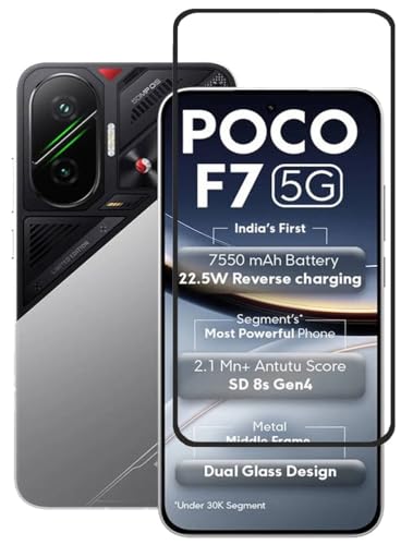 MoCoTech HD+ Edge-to-Edge Tempered Glass for Poco F7 5G – Full Screen Protector Guard, 9H, Anti-Scratch, Case Friendly, Ultra Clear with Easy Installation Kit